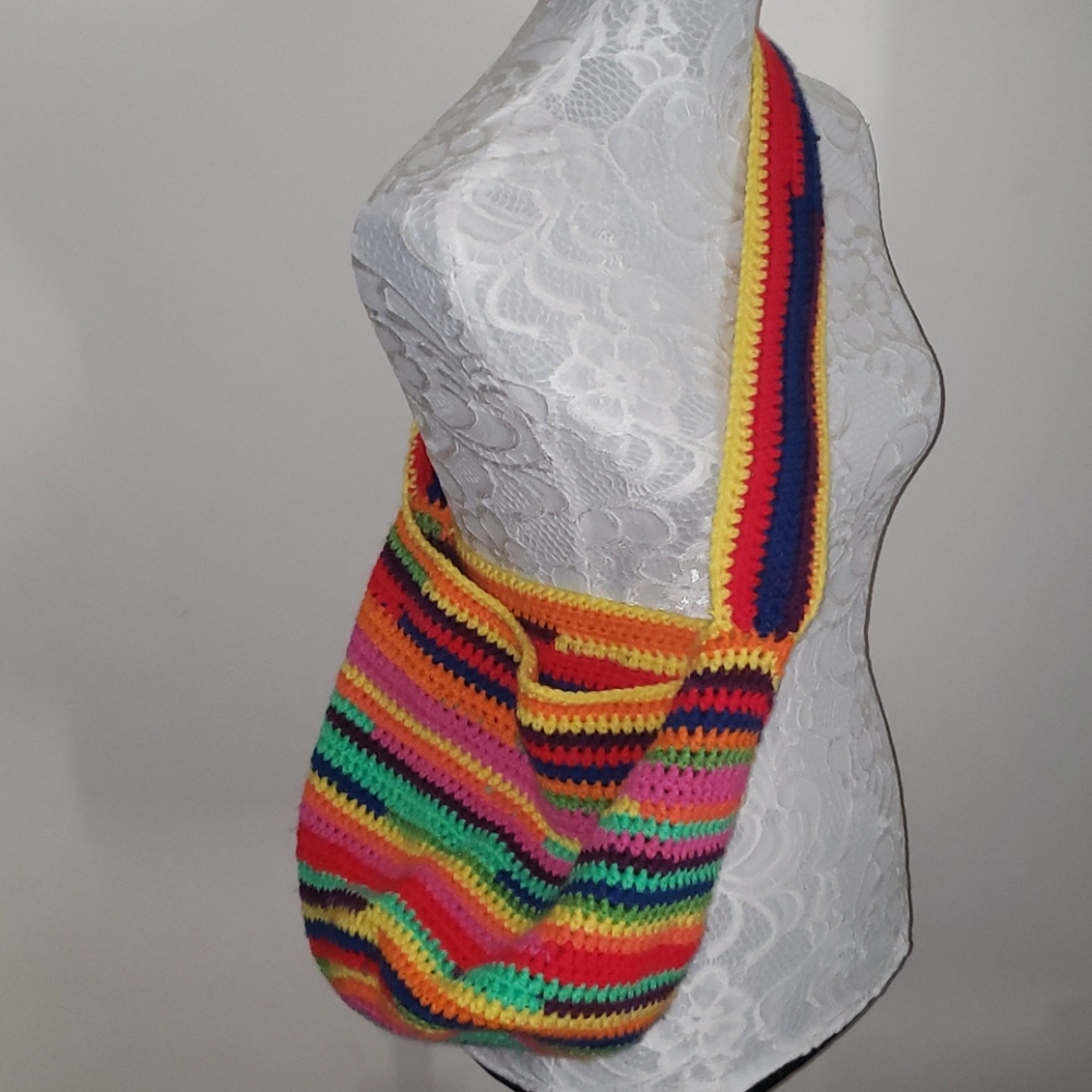 🧶 Handmade random rainbow market bag